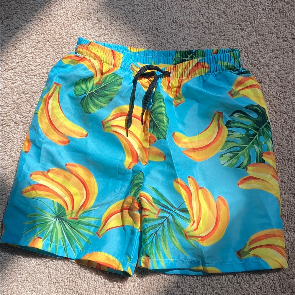Banana Print Tropical Swim Shorts